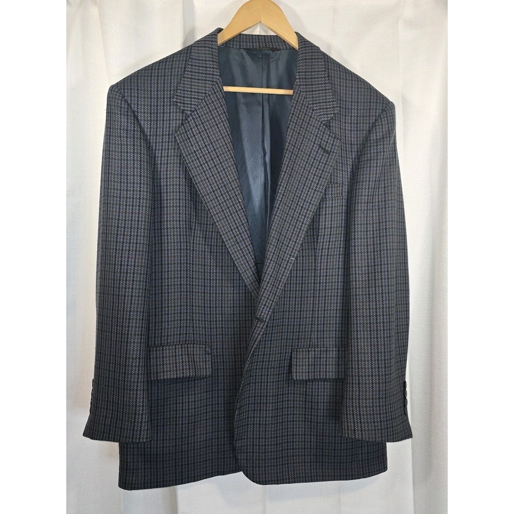 Nordstrom Blazer Mens 46R Houndstooth 100% Wool Sport Coat Jacket **Moth Holes**
